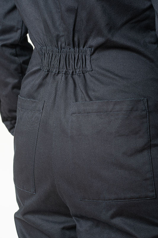 Combinaison THELMA - Combi pantalon femme manche longue en coton bleu marine