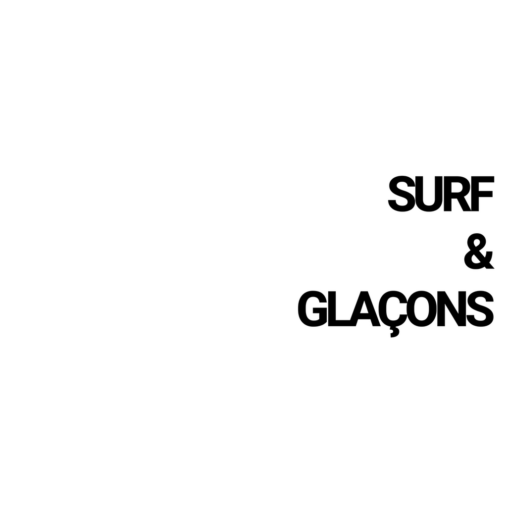 Tee-shirt Mixte SURF & GLAÇONS - blanc, manches courtes, en coton bio épais.